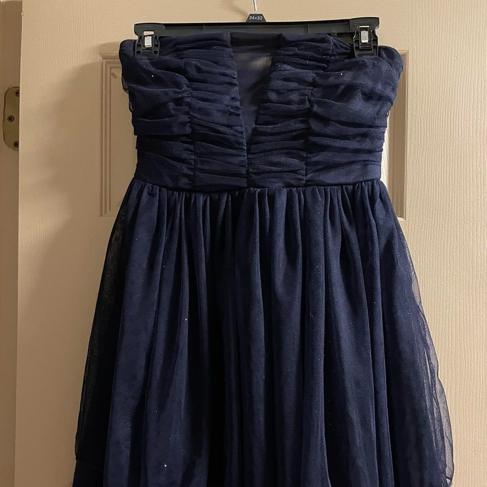 Elegant Navy Blue Ruched Dress